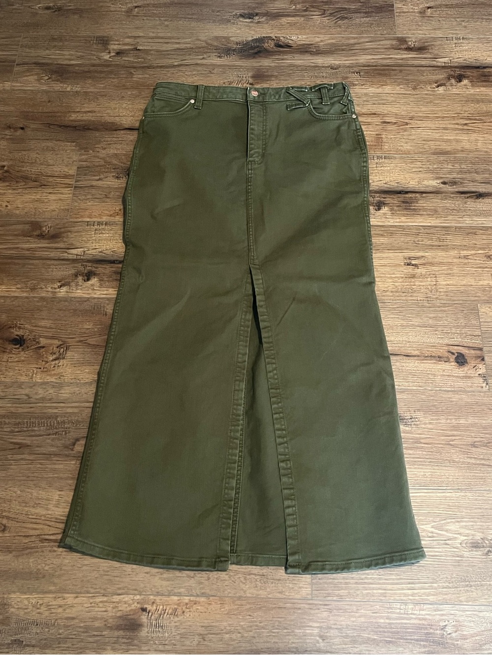 Staud Wrangler Olive Jean Skirt